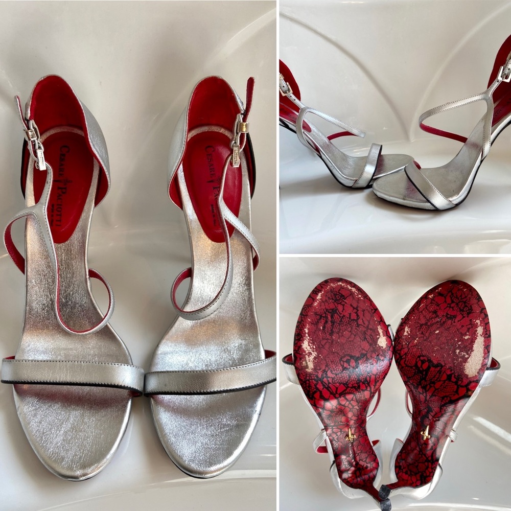 Cesare Paciotti Dagger Silver Metallic Heels
